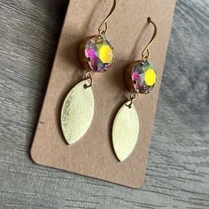 Mystic Topaz & Gold Almond Dangle Earrings